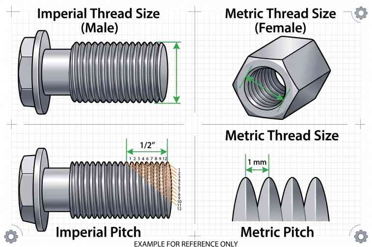 Brake Line Fittings thread size and pitch example