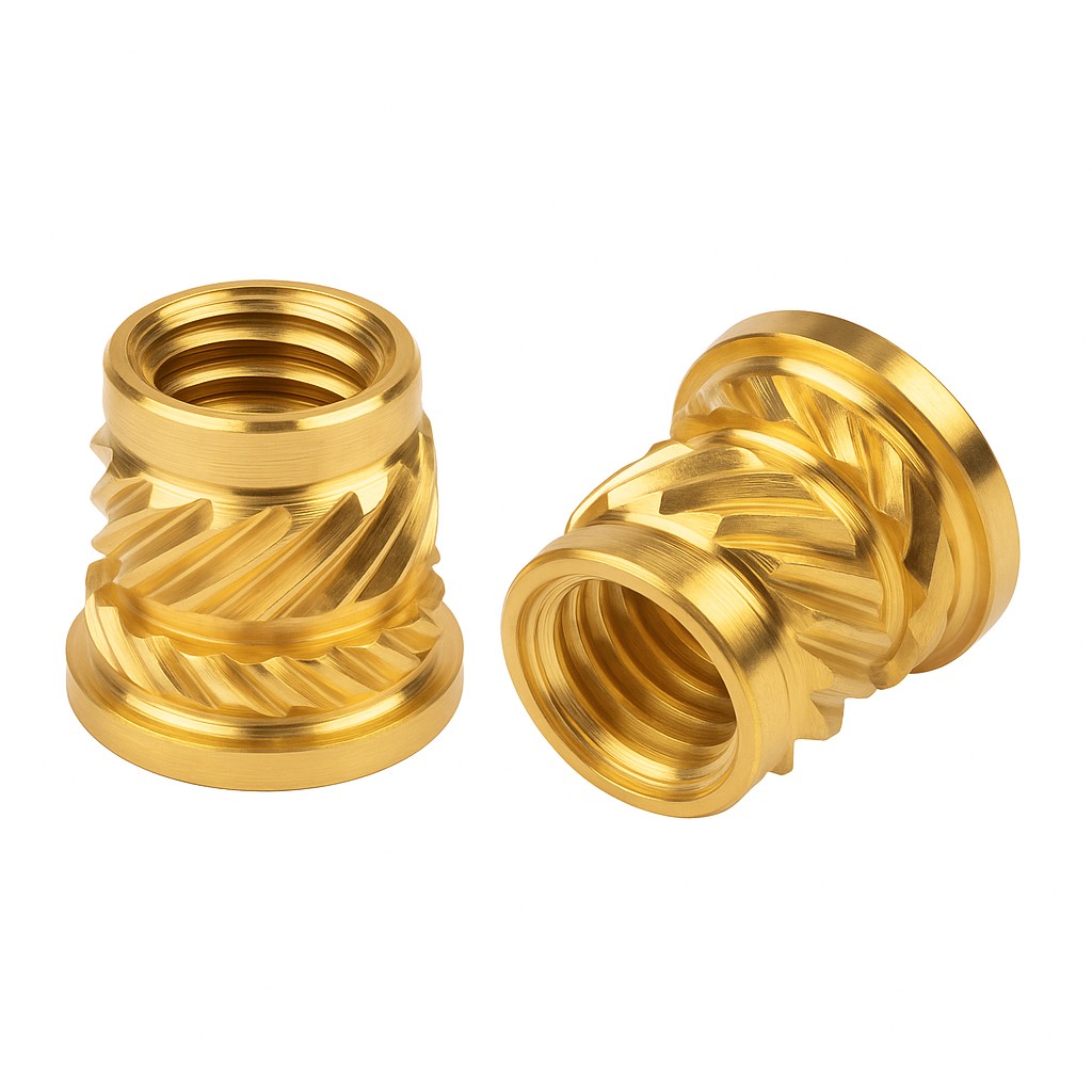 Brass threaded insert with knurling