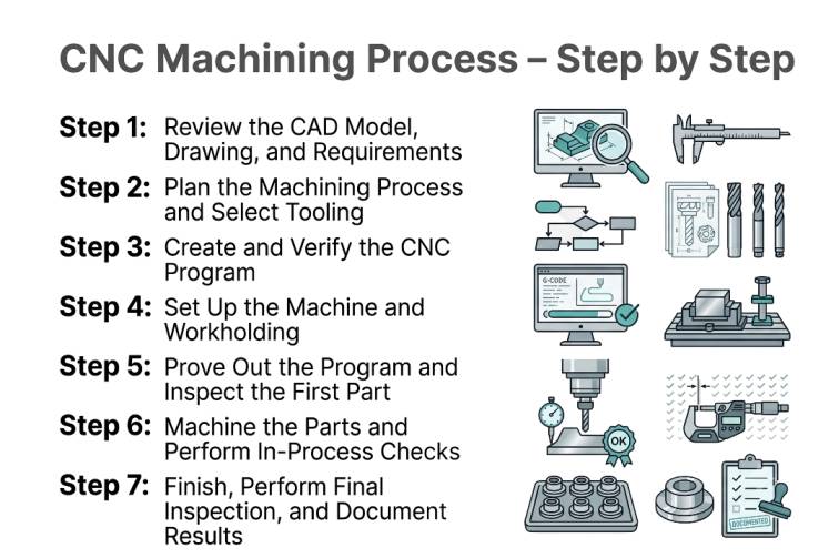 CNC machining process step by step process guide