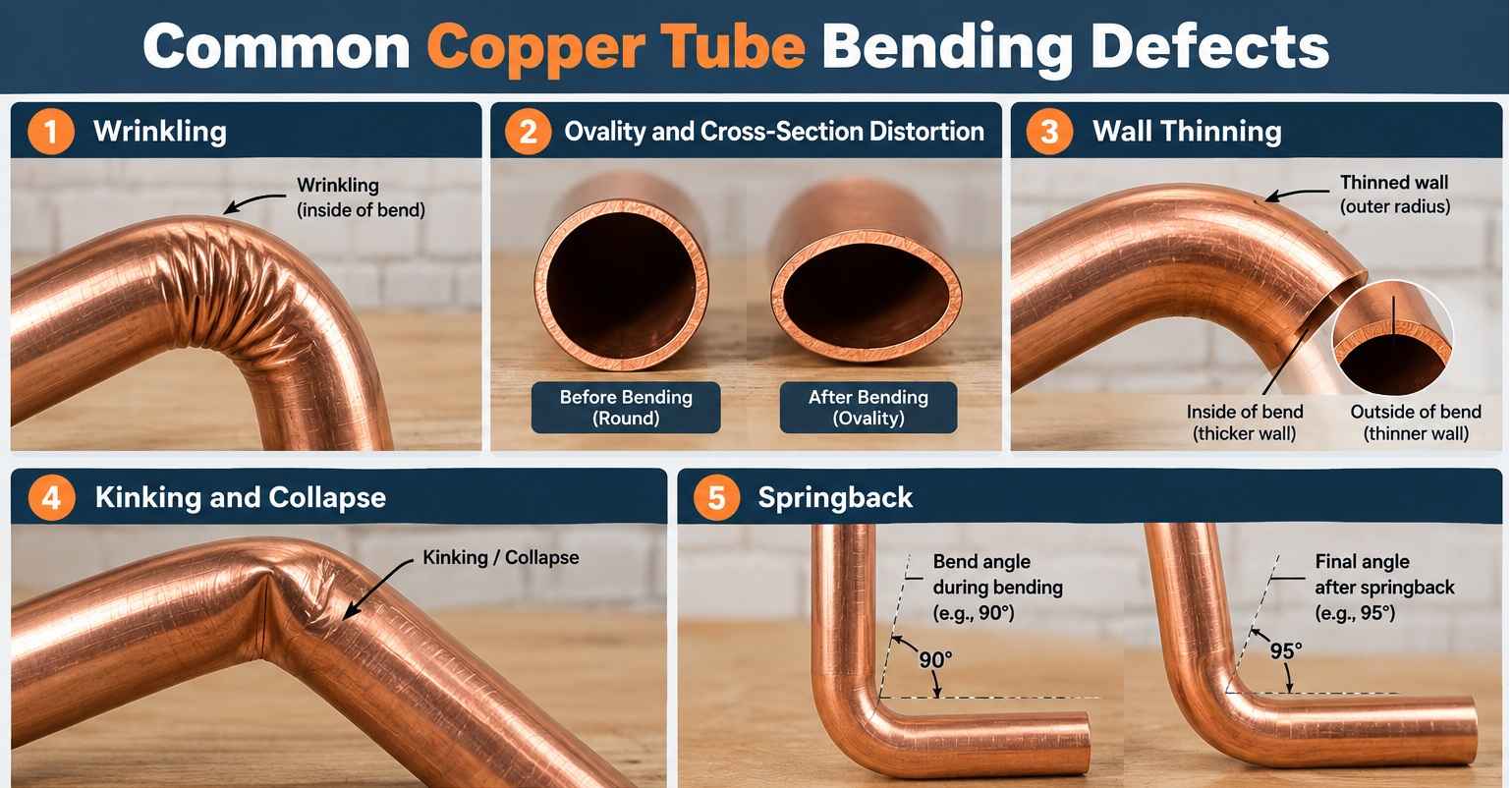 copper tube bending defects