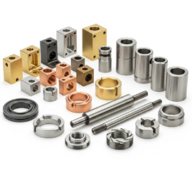 Componenti lavorati CNC di precisione in acciaio, alluminio e ottone