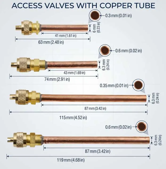 custom copper tube length refrigeration access valves