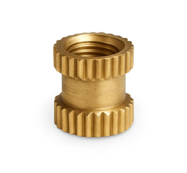 Messing-Gewindeeinsatz mit präziser Rändelung und Innengewinde, hergestellt aus hochwertigem Messingmaterial