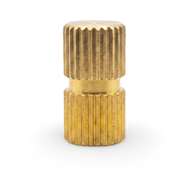 Brass threaded insert with straight knurling for plastic molding