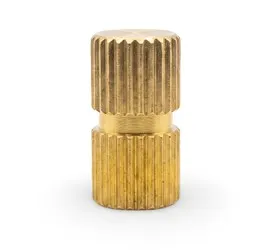 Brass threaded insert with straight knurling for plastic molding