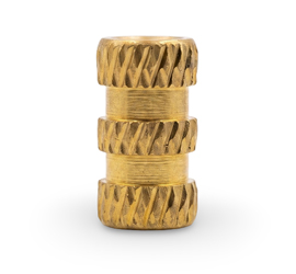 Straight knurled brass insert for plastic molding applications