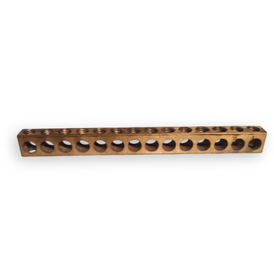 Copper neutral bars in multiple lengths with drilled holes